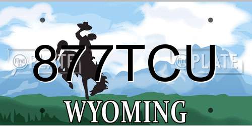 877TCU Wyoming License Plate