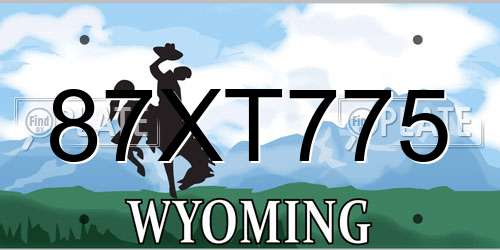 87XT775 Wyoming License Plate