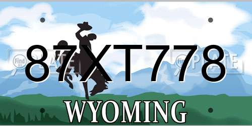87XT778 Wyoming License Plate
