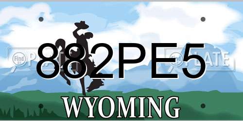 882PE5 Wyoming License Plate