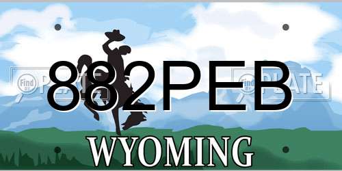882PEB Wyoming License Plate