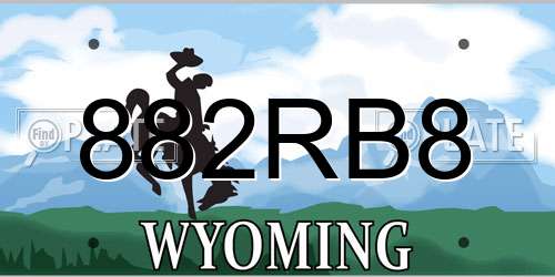 882RB8 Wyoming License Plate