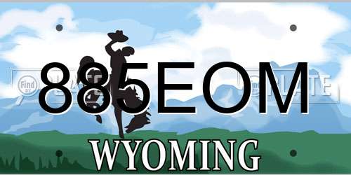 885EOM Wyoming License Plate