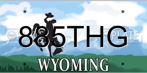 885THG Wyoming License Plate