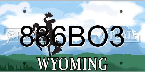 886BO3 Wyoming License Plate