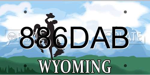 886DAB Wyoming License Plate