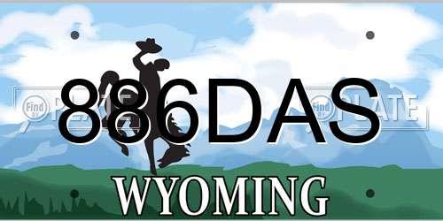 886DAS Wyoming License Plate