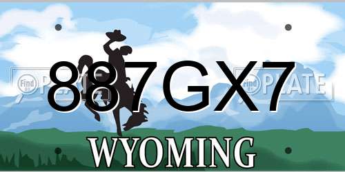 887GX7 Wyoming License Plate