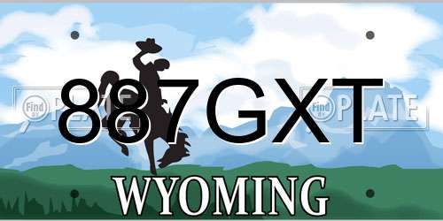 887GXT Wyoming License Plate