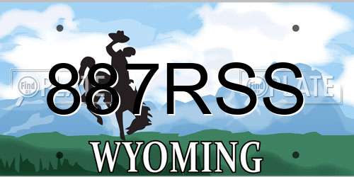887RSS Wyoming License Plate