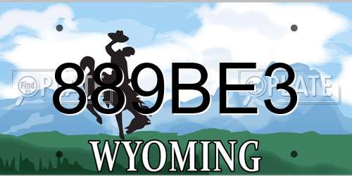 889BE3 Wyoming License Plate
