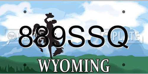 889SSQ Wyoming License Plate