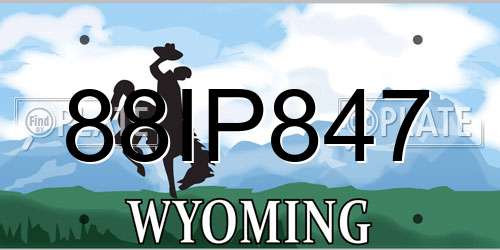 88IP847 Wyoming License Plate