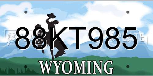 88KT985 Wyoming License Plate