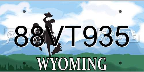 88VT935 Wyoming License Plate