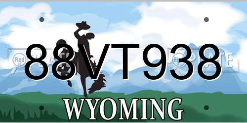 88VT938 Wyoming License Plate