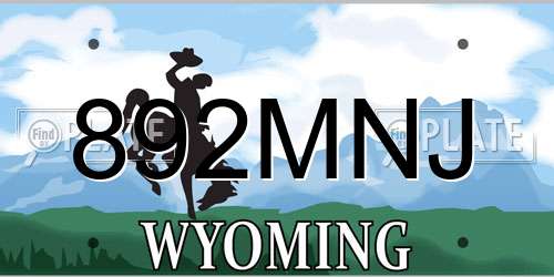 892MNJ Wyoming License Plate