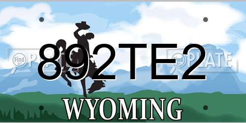 892TE2 Wyoming License Plate