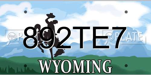 892TE7 Wyoming License Plate