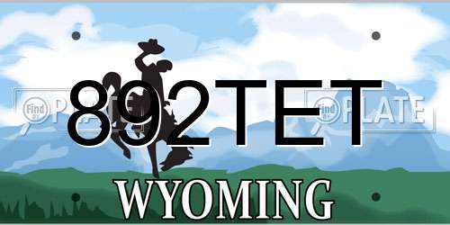 892TET Wyoming License Plate