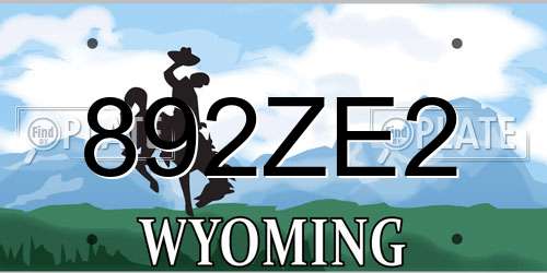 892ZE2 Wyoming License Plate