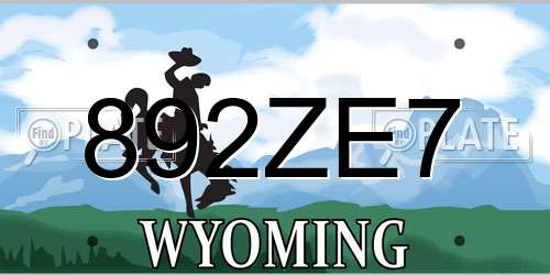 892ZE7 Wyoming License Plate