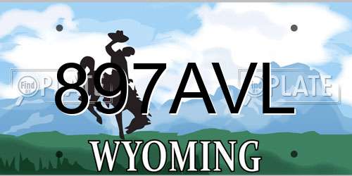 897AVL Wyoming License Plate