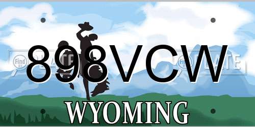898VCW Wyoming License Plate