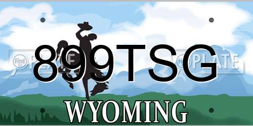 899TSG Wyoming License Plate