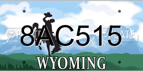 8AC515 Wyoming License Plate