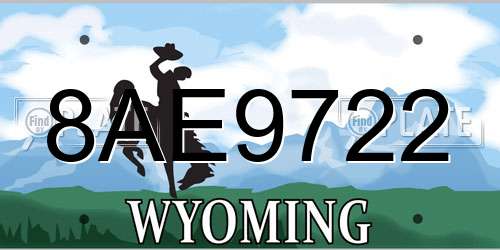8AE9722 Wyoming License Plate