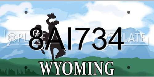 8AI734 Wyoming License Plate