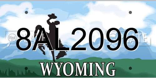 8AL2096 Wyoming License Plate