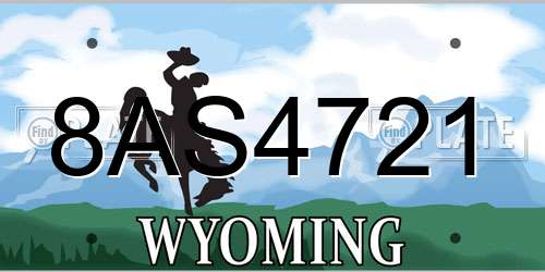 8AS4721 Wyoming License Plate