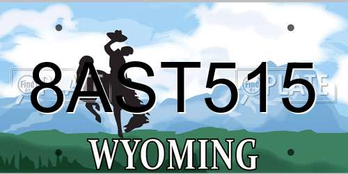 8AST515 Wyoming License Plate