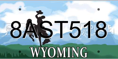 8AST518 Wyoming License Plate