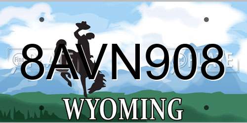 8AVN908 Wyoming License Plate