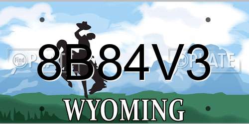 8B84V3 Wyoming License Plate