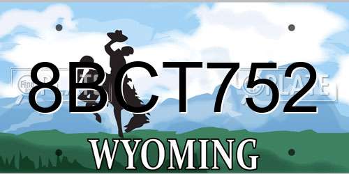 8BCT752 Wyoming License Plate