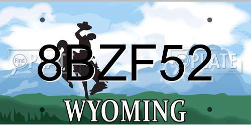8BZF52 Wyoming License Plate