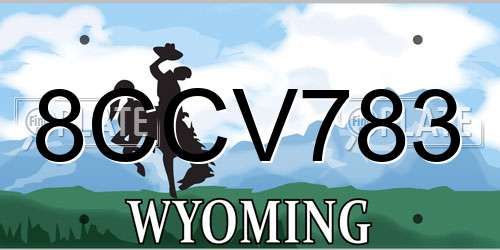 8CCV783 Wyoming License Plate