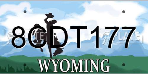 8CDT177 Wyoming License Plate