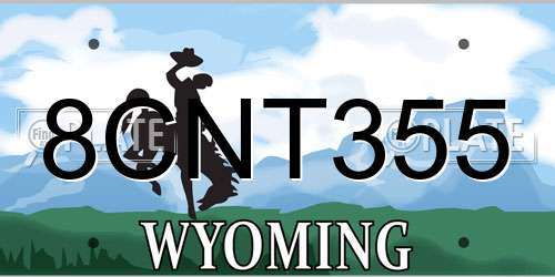 8CNT355 Wyoming License Plate