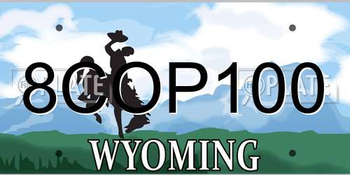 8COP100 Wyoming License Plate