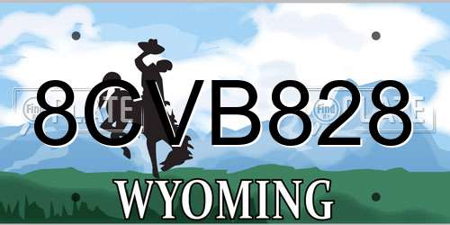 8CVB828 Wyoming License Plate