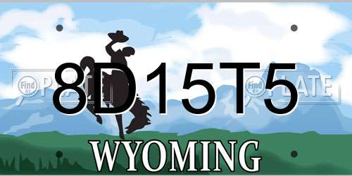 8D15T5 Wyoming License Plate