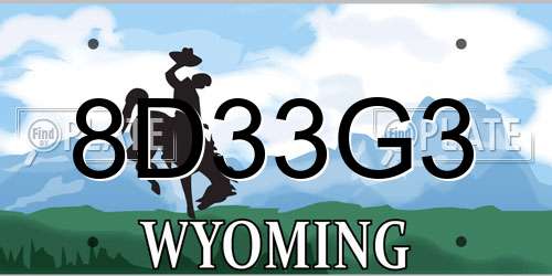8D33G3 Wyoming License Plate
