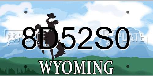 8D52S0 Wyoming License Plate