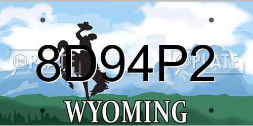 8D94P2 Wyoming License Plate