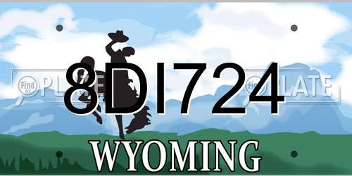 8DI724 Wyoming License Plate